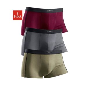 H.I.S Boxershorts, (Packung, 3 St.), in Hipster-Form mit schmalen Piping grau-olivgrün-bordeau Größe 5