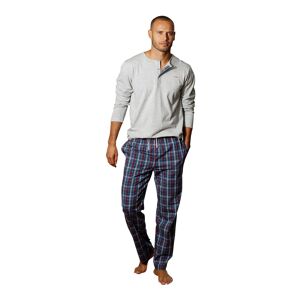 s.Oliver Pyjama, (2 tlg., 1 Stück), in langer Form mit Knopfleiste grau-meliert Größe 44/46