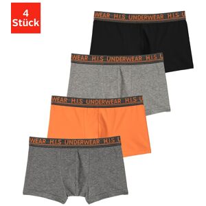 H.I.S Boxer, (Packung, 4 St.), für Jungen mit meliertem Logo Webbund orange, anthrazit-meliert, schwarz, grau-meliert Größe 158/164