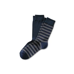 Tchibo - 2 Paar Socken - Dunkelblau/Gestreift - Gr.: 44-46 Baumwolle  44-46 male