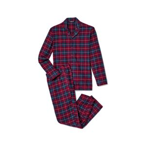 Tchibo - Flanell-Pyjama - Bordeaux/Kariert - 100% Baumwolle - Gr.: M Baumwolle  M male