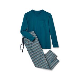 Tchibo - Pyjama mit gewebter Hose - Petrol/Gestreift - 100% Baumwolle - Gr.: M Baumwolle  M male