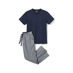 Tchibo - Pyjama mit gewebter Hose - Dunkelblau/Gestreift - 100% Baumwolle - Gr.: XL Baumwolle  XL male
