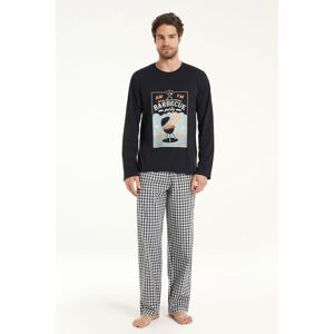 Tezenis Langer Pyjama aus Baumwolle mit Barbecue-Print Mann Schwarz Größe XXL