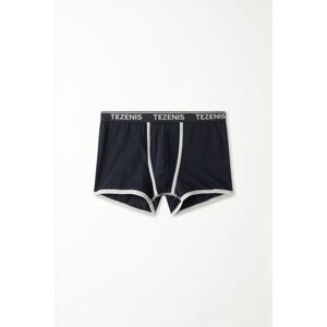 Tezenis Baumwoll-Boxershorts mit kontrastfarbenen Kanten und Logo Mann Blau Größe XL