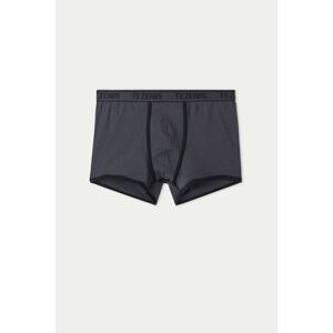 Tezenis Baumwoll-Boxershorts mit kontrastfarbenen Kanten und Logo Mann Dunkelgrau Größe M