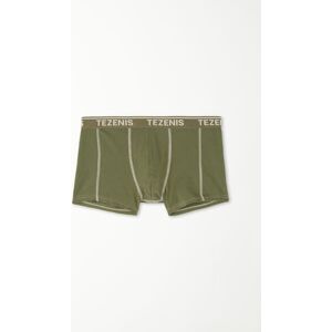 Tezenis Baumwoll-Boxershorts mit kontrastfarbenen Nähten und Logo Mann Grün Größe XL