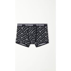 Tezenis Boxershorts aus bedruckter Baumwolle mit kontrastfarbenen Kanten und Logo Mann Schwarz Größe L