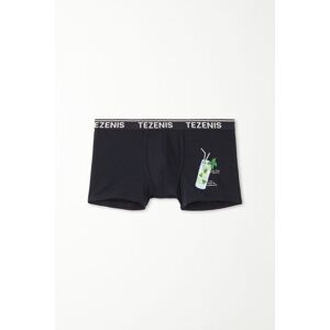 Tezenis Boxershorts aus bedruckter Baumwolle mit kontrastfarbenen Kanten und Logo Mann Schwarz Größe S