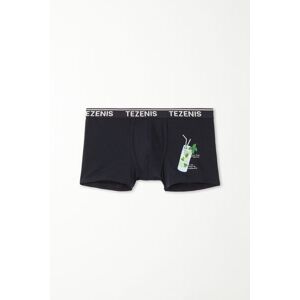 Tezenis Boxershorts aus bedruckter Baumwolle mit kontrastfarbenen Kanten und Logo Mann Schwarz Größe XL