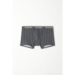 Tezenis Boxershorts aus bedruckter Baumwolle mit kontrastfarbenen Kanten und Logo Mann Grau Größe L