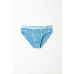 Tezenis Baumwoll-Slip mit kontrastfarbenen Nähten und Logo Mann Blau Größe M