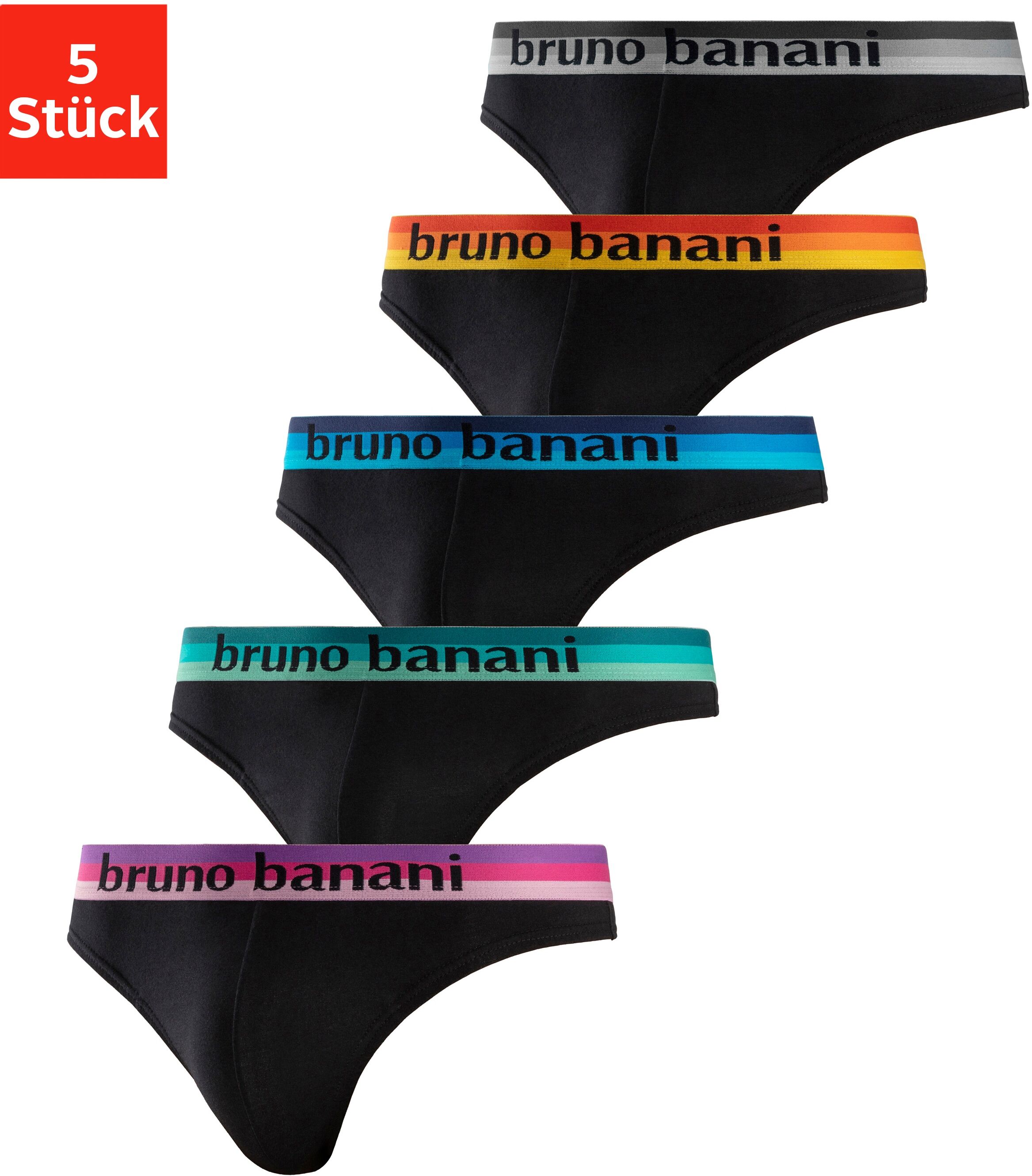 Bruno Banani String, (5 St.), mit Streifen Logo Webbund schwarz  L M S XL XXL