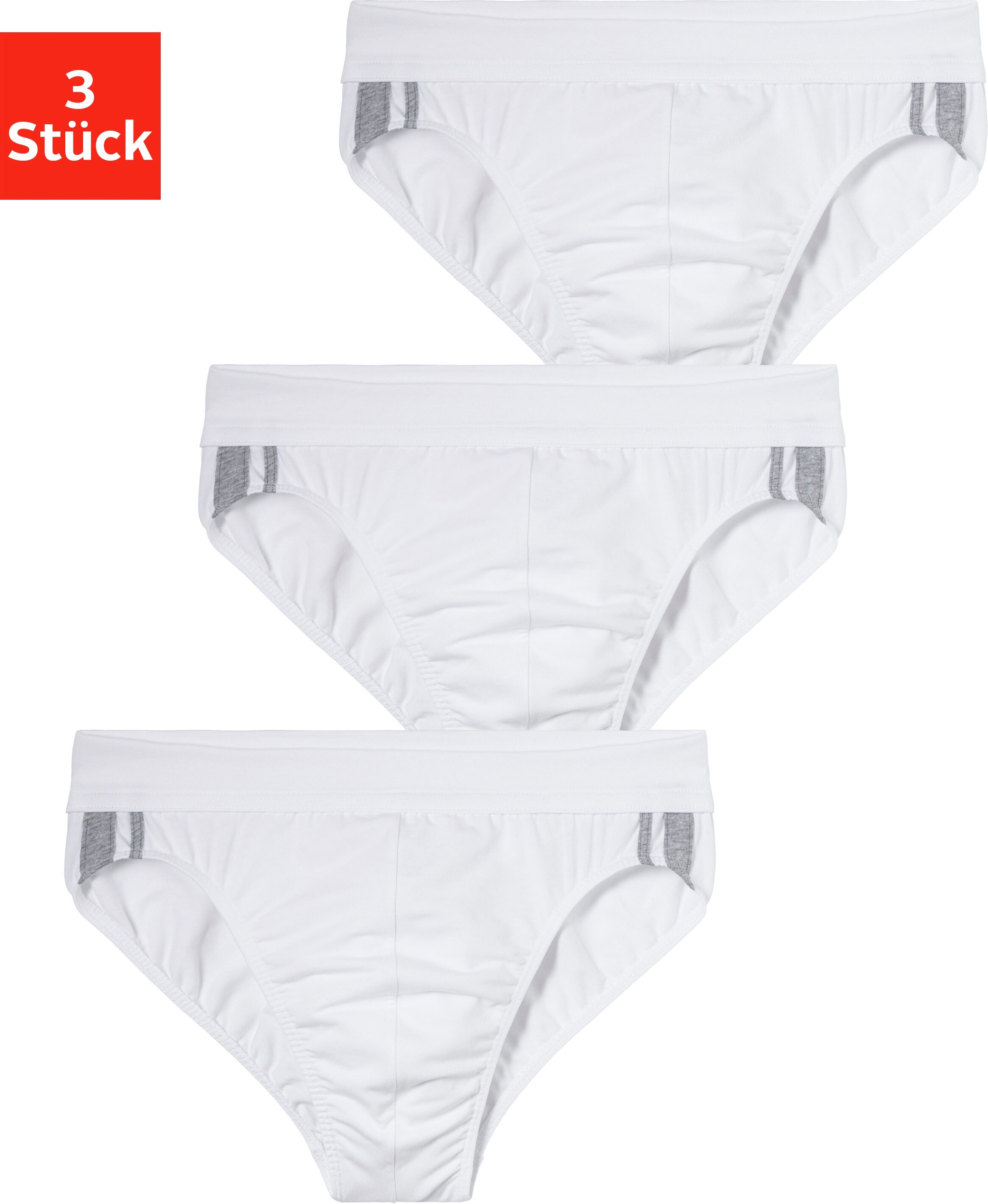 Schiesser Slip, (3 St.), mit Kontrast-Paspeln weiss  4 5 6 7 8 9 10