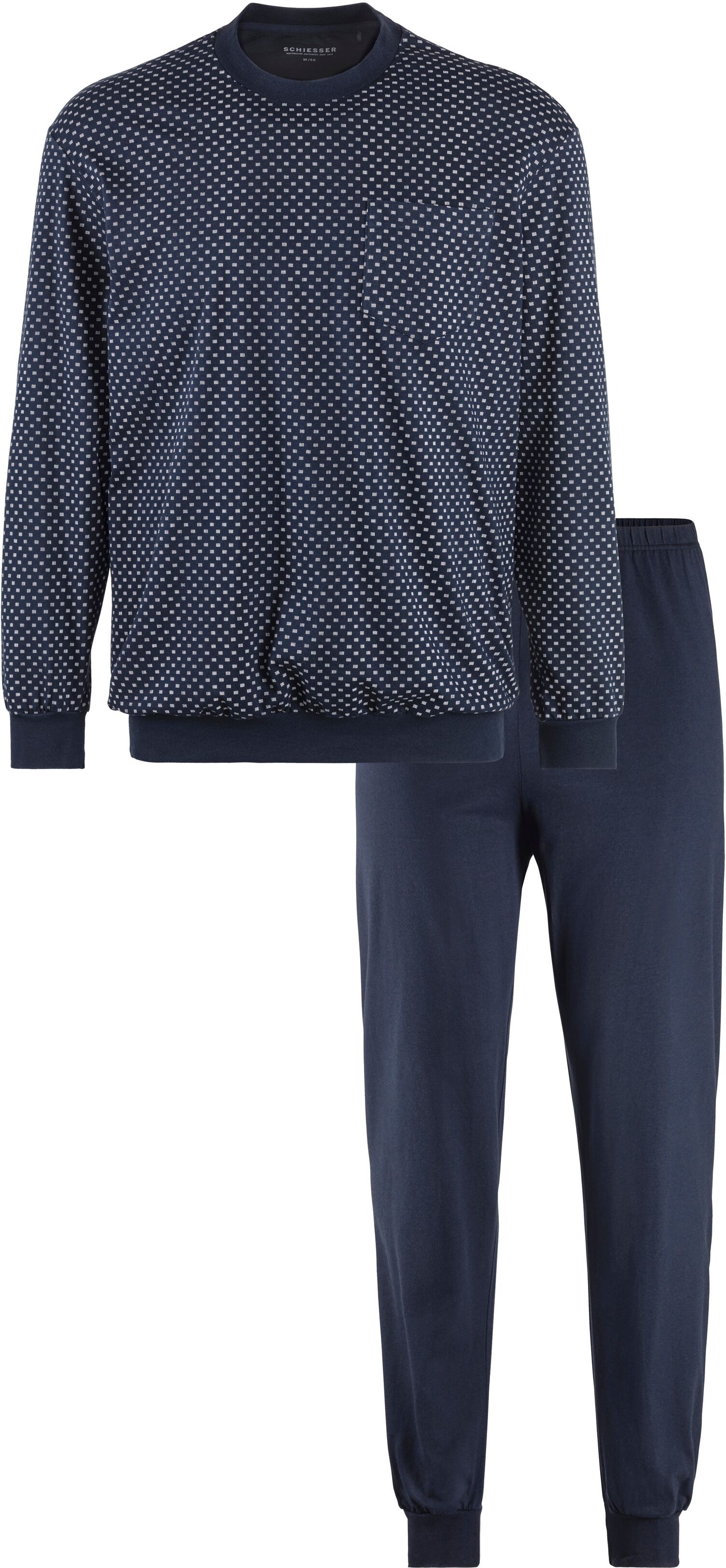 Schiesser Pyjama, mit Brusttasche blau  25 26 27 48 50 52 54 56 58 60 62 64