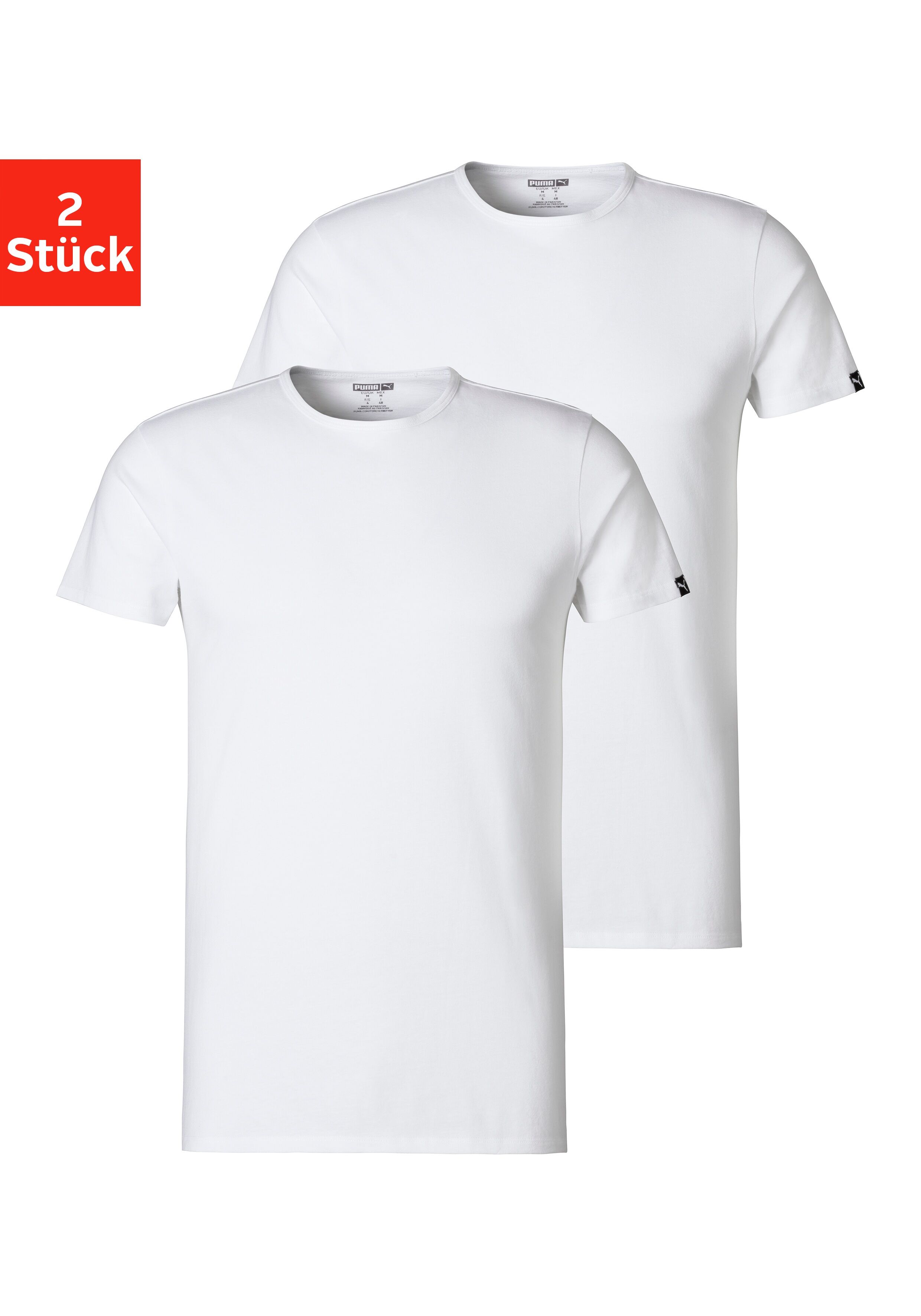 Puma T-Shirt, (Packung, 2er-Pack) weiss  L M S XL