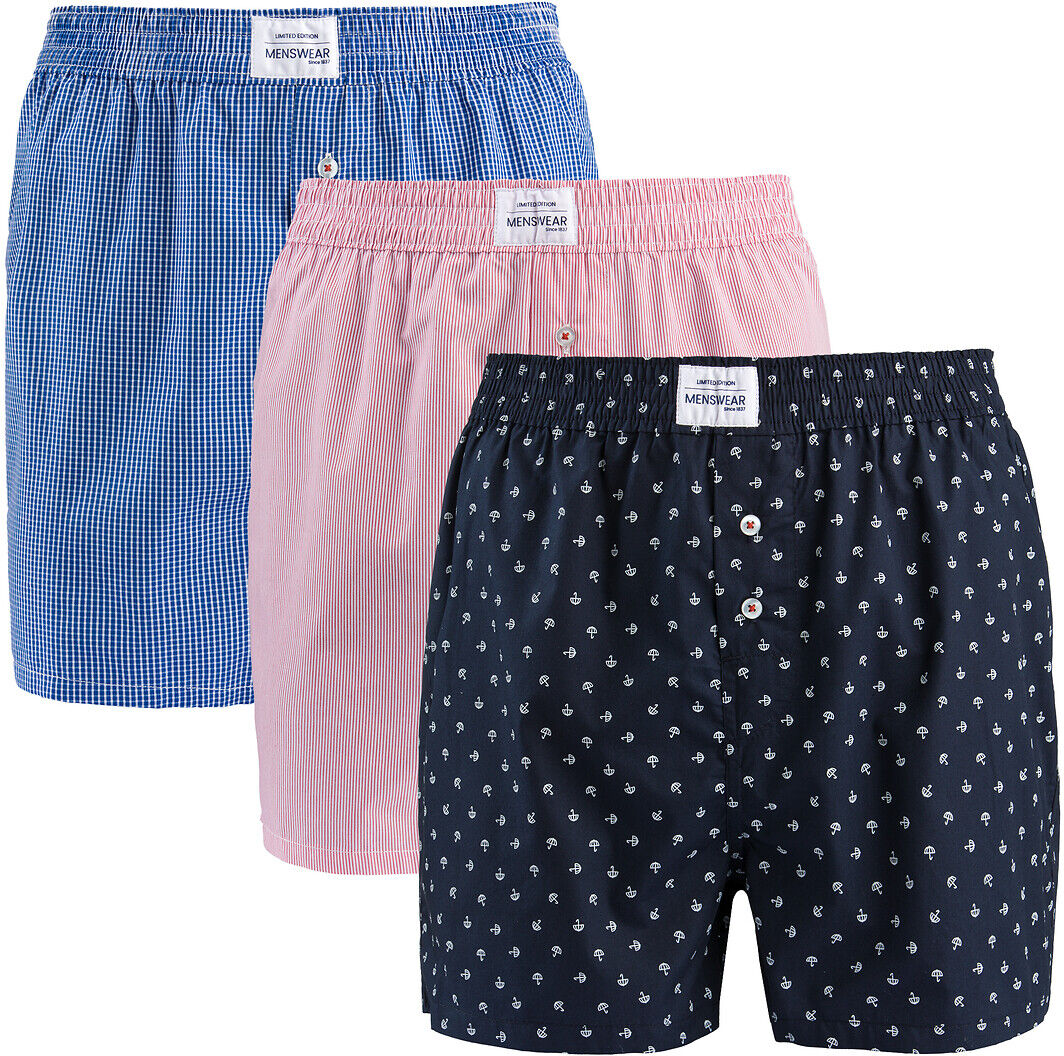 LA REDOUTE COLLECTIONS 3er-Pack gemusterte Boxershorts BLAU