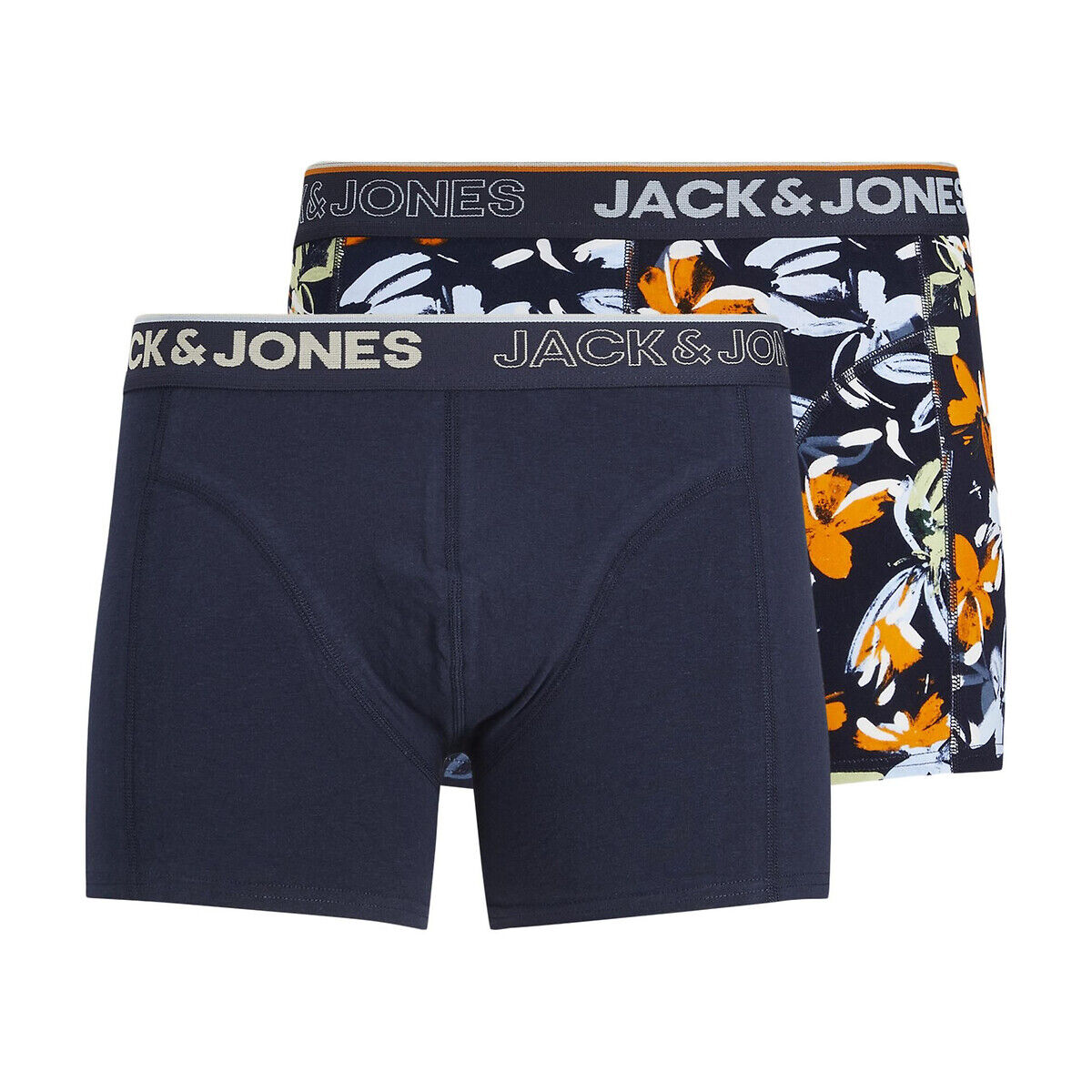 JACK & JONES 2er-Pack Shortys (1x uni + 1x bedruckt) BLAU