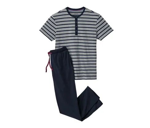 Tchibo - Jersey-Pyjama - Dunkelblau/Gestreift - 100% Baumwolle - Gr.: XL Baumwolle  XL