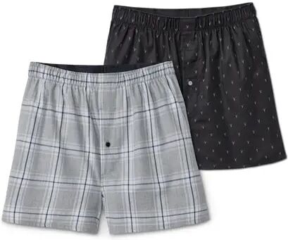 Tchibo - 2 Flanell-Boxershorts - Dunkelgrau/Kariert - 100% Baumwolle - Gr.: L/6 Baumwolle 1x L/6