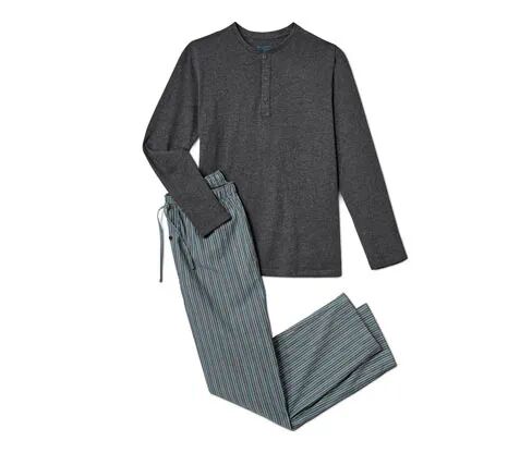 Tchibo - Pyjama mit gewebter Hose - Anthrazit/Gestreift - 100% Baumwolle - Gr.: S Baumwolle  S