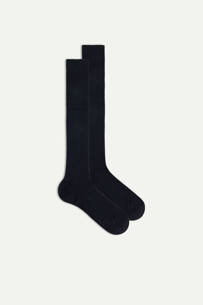 Intimissimi Dlouhé Žebrované Ponožky z Teplé Bavlny Člověk Modrá Size 42-43