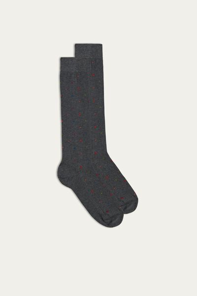 Intimissimi Dlouhé Vzorované Ponožky z Hřejivé Bavlny Člověk Šedá Size 42-43