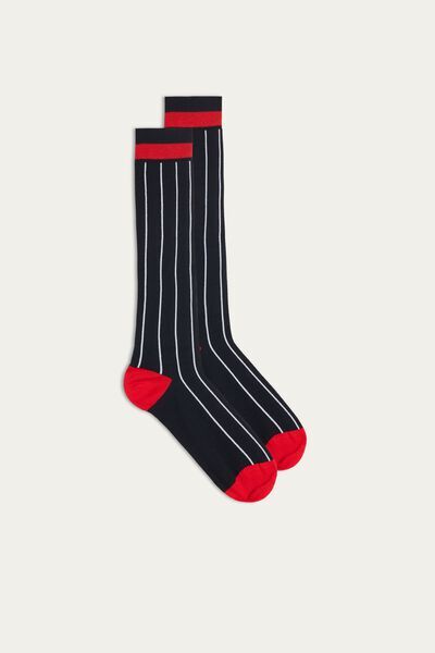 Intimissimi Dlouhé Vzorované Ponožky z Bavlny Supima® Člověk Modrá Size 40-41