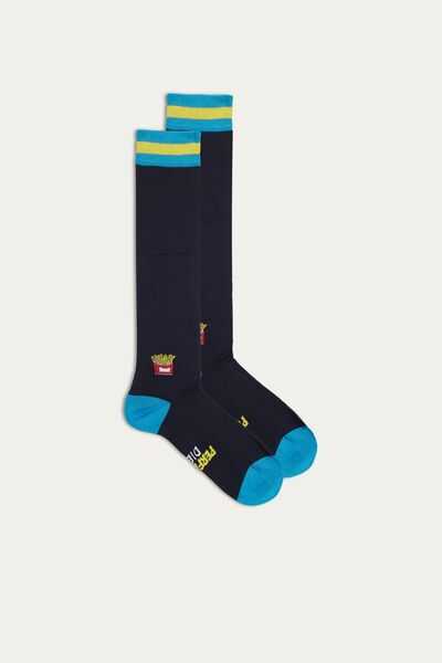 Intimissimi Dlouhé Vzorované Ponožky z Bavlny Supima® Člověk Modrá Size 42-43