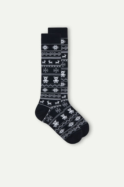 Intimissimi Dlouhé Ponožky z Hřejivé Bavlny s Norským Vzorem Člověk Cerná Size 40-41