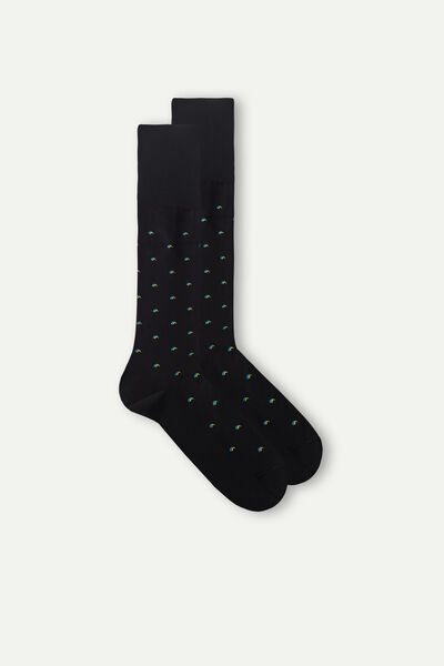 Intimissimi Pánské Dlouhé Vzorované Ponožky ze Skotské Bavlny Člověk Cerná Size 44-45