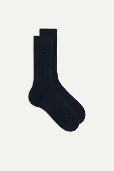 Intimissimi Krátké Žebrované Ponožky z Teplé Bavlny Člověk Modrá Size 42-43