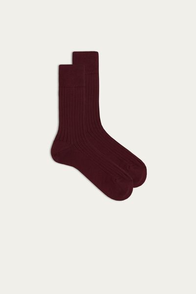 Intimissimi Krátké Žebrované Ponožky z Teplé Bavlny Člověk Cervená Bordó Size 42-43