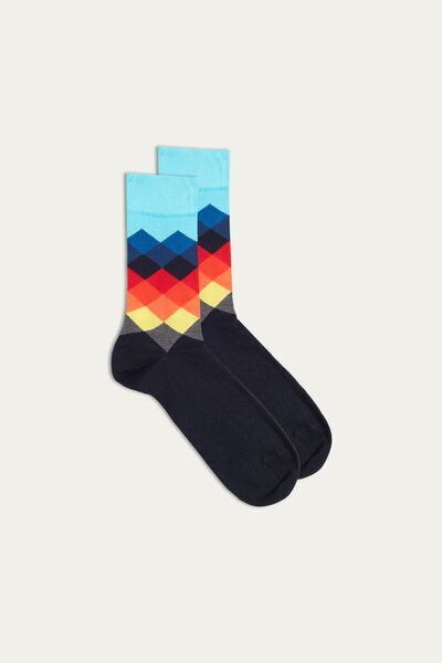 Intimissimi Krátké Vzorované Ponožky z Bavlny Supima® Člověk Modrá Size 44-45