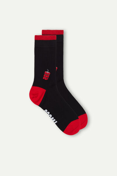 Intimissimi Krátké Ponožky z Hřejivé Bavlny se Vzorem Dynamitu Člověk Cerná Size 40-41