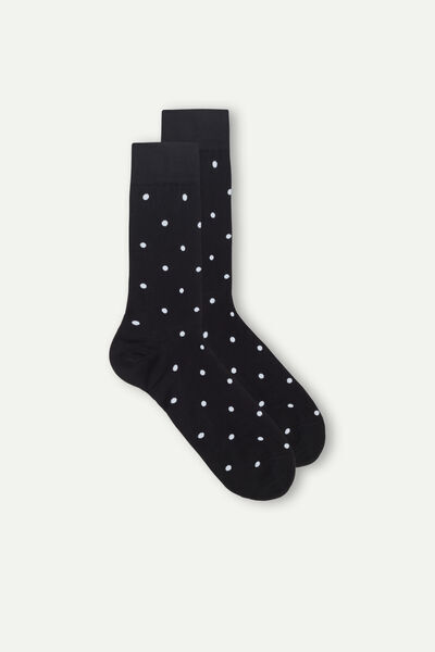 Intimissimi Krátké Ponožky z Hřejivé Bavlny s Černo-Bílým Puntíkovaným Vzorem Člověk Cerná Size 44-45