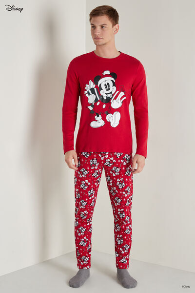 Tezenis Dlouhé Bavlněné Pyžamo Potisk Mickey Mouse Člověk Potisk Größe S