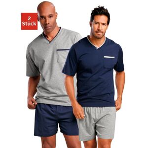 Shorty LE JOGGER Gr. 60/62 (XXL), blau (marine, grau, meliert) Herren Homewear-Sets Pyjamas mit Brusttasche