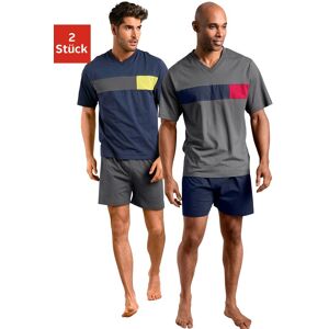 Shorty LE JOGGER Gr. 60/62, blau (marine, grau) Herren Homewear-Sets Pyjamas mit Colourblock-Einsätzen