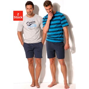 Shorty H.I.S Gr. 60/62, blau (marine, grau, meliert, marine, aquablau) Herren Homewear-Sets Pyjamas Oberteile mit unterschiedlichem Design