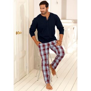 Pyjama H.I.S Gr. 60/62 (XXL), bunt (marine, bordeau) Herren Homewear-Sets Pyjamas in langer Form mit Webhose