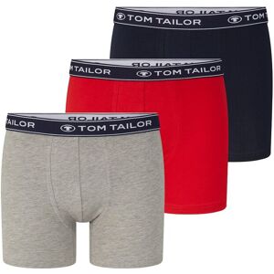 TOM TAILOR Herren Long Pants im Dreierpack mit Webbund, rot, Logo Print, Gr. M/5