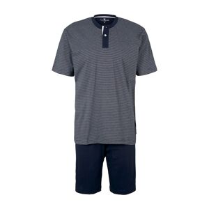 TOM TAILOR Herren Gestreifter Pyjama, blau, Melange Optik, Gr. 56/XXL