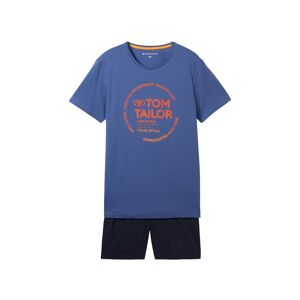 TOM TAILOR Herren Kurz-Pyjama mit Logo Print, blau, Logo Print, Gr. 52