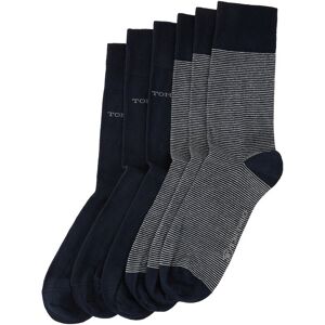 TOM TAILOR Herren Sechserpack Socken, blau, Streifenmuster, Gr. 43-46