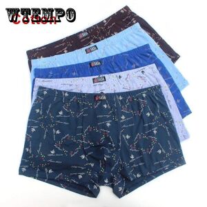 Wtempo 6 Packungen Herrenunterwäsche Aus Reiner Baumwolle Mit Mittlerer Taille, Locker Bedruckte Boxershorts, Junge Und Mittlere Boxershorts In Übergröße