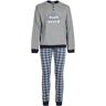 Linea Ambro Langer karierter Herrenpyjama Pyjama Herren Grau Größe XL