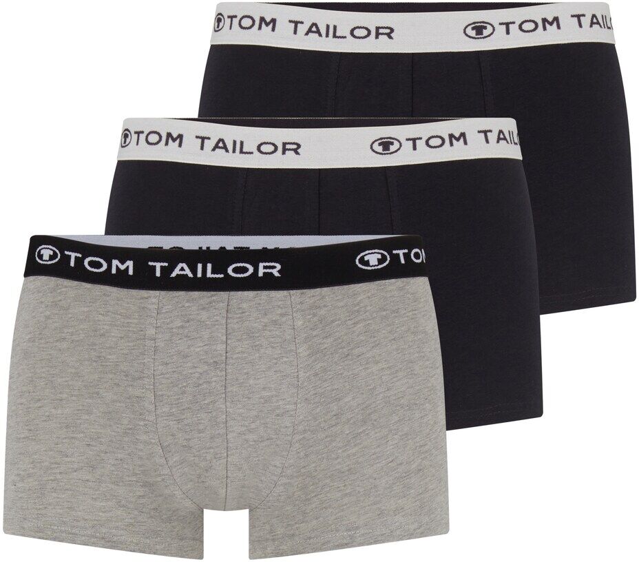 TOM TAILOR Herren Hip-Pants im Dreierpack, schwarz/grau, unifarben, Gr.M/5