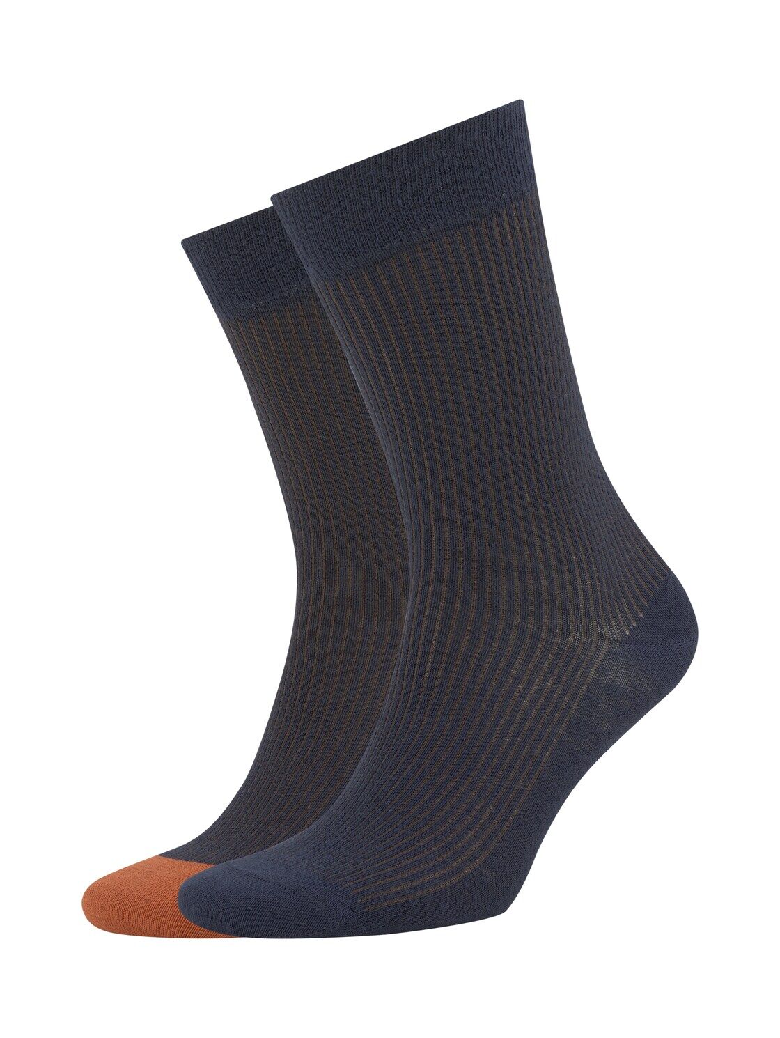 TOM TAILOR Herren Gestreifte Ripp-Socken im Doppelpack, marine, Gr.39-42