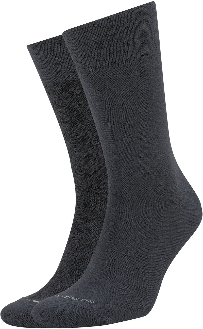 TOM TAILOR Herren Socken mit Muster im Doppelpack, anthrazit, Gr.43-46